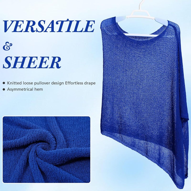 Jamntower 1 Pcs Women Sheer Poncho Shrug Summer Sheer Blouse Top Lightweight Poncho Sheer Bolero for Formal Evening Dress - Image 4